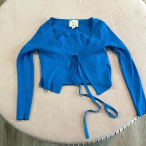 2 Piece Blue Ribbed Sweater Set